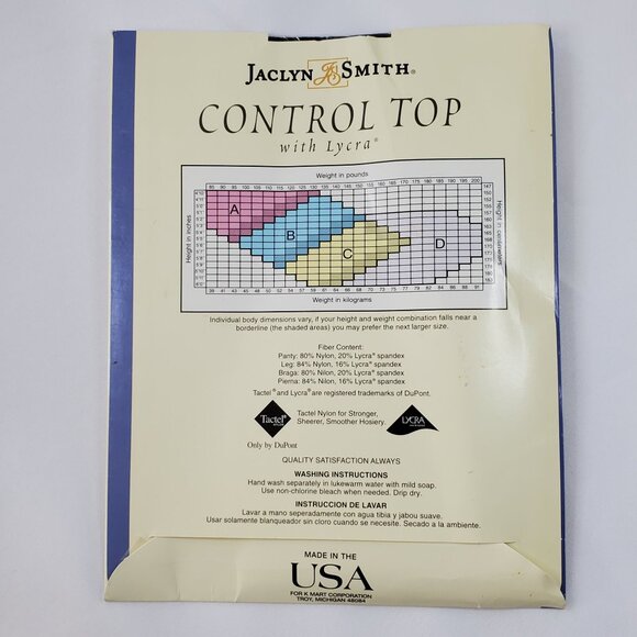 VTG Jaclyn Smith Navy Control Top Pantyhose Size A 20 Denier Sandalfoot - Picture 7 of 8